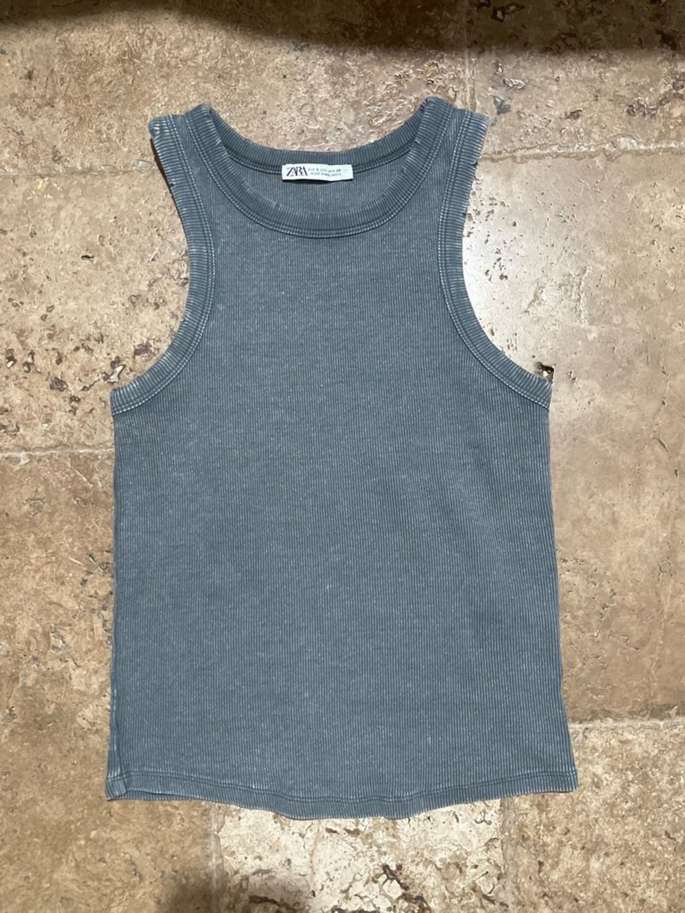 Zara Slate Grey Ribbed Tank Top